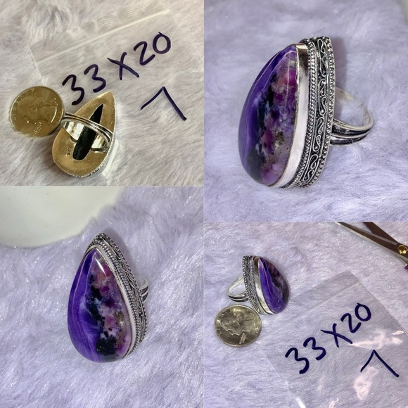 Charoite Gemstone Chunky Handmade Ring - Picture 8 of 9